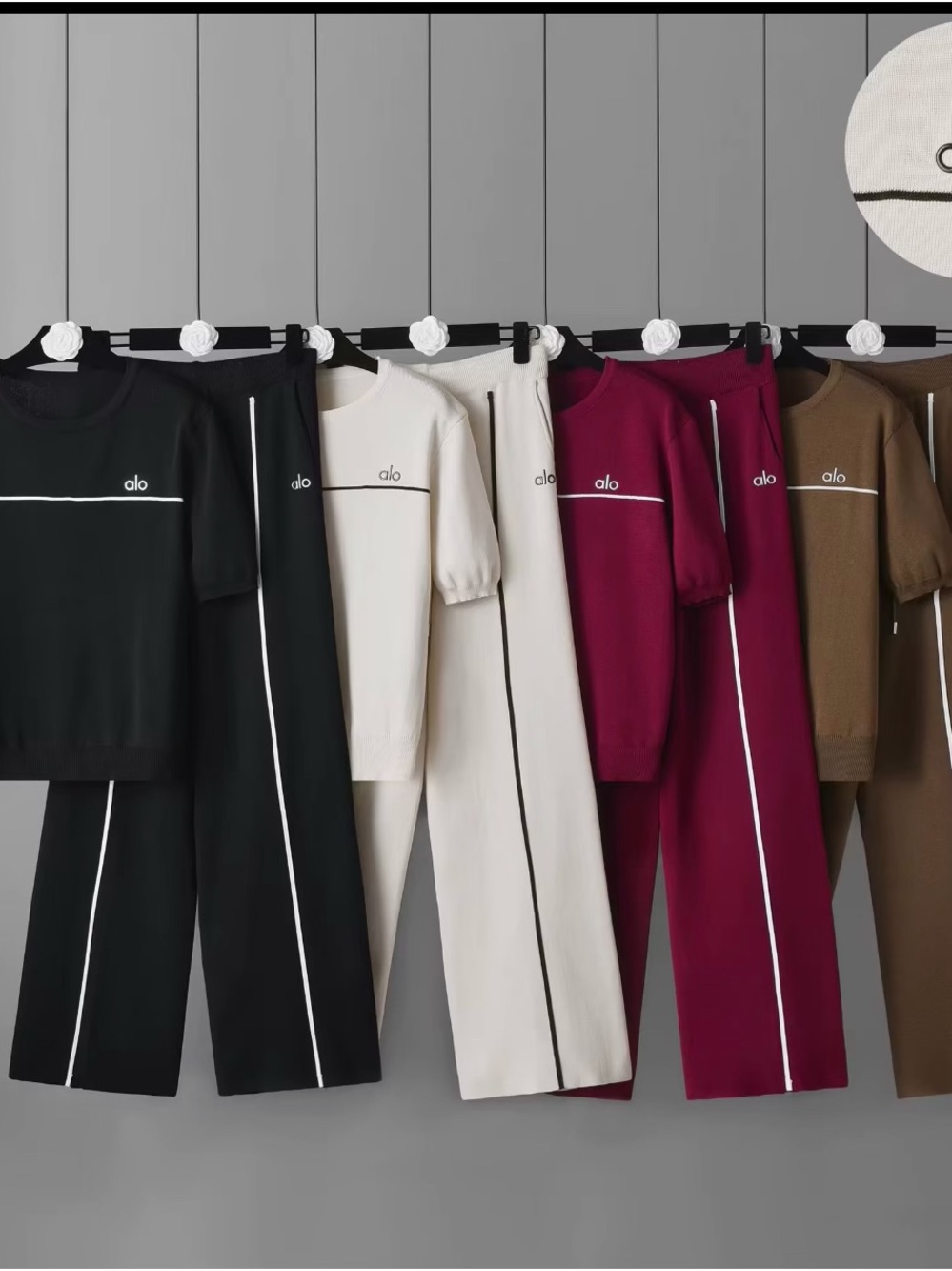 ALO Inspired Wide-Leg Lounge Pants in Black, Cream, Berry, Brown